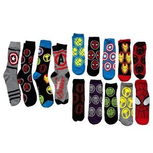New without Tags 14 Pairs Mens Avenger Graphic Socks One Size